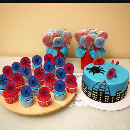 48 PCS Spider Cupcake Rings, Spider Cupcake Toppers Cake Toppers Dessert Decorations for Birthday Halloween Party Classroom Prizes