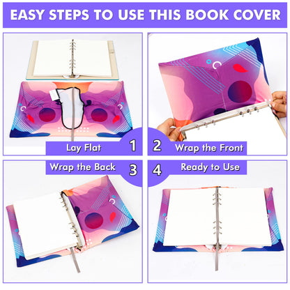 Feela 7 Pack Neon Pattern Jumbo Fabric Book Covers, Washable Durable Reusable Nylon, Stretchable for Hardcover Textbooks & Notebooks up to 9'x11'