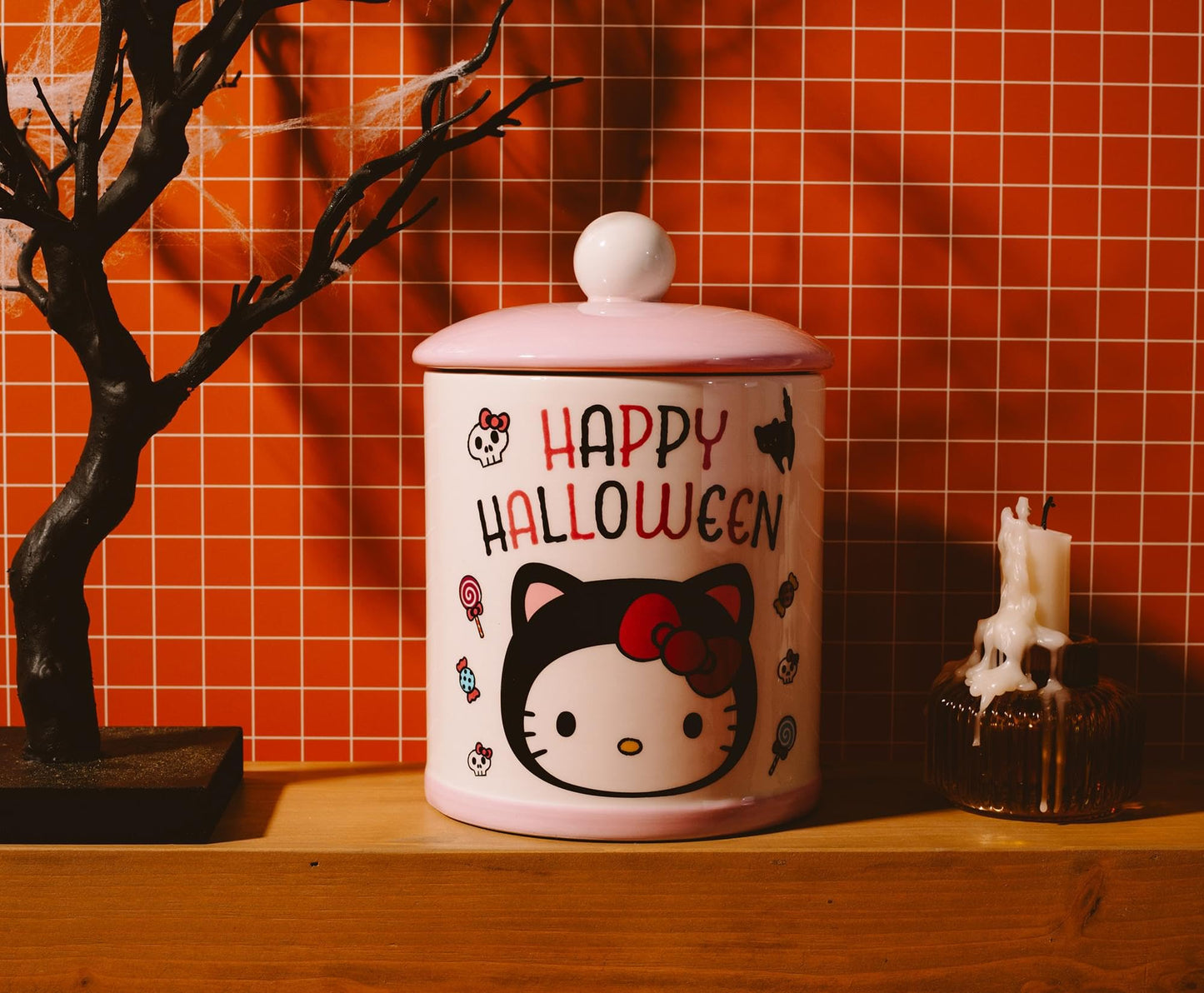 Silver Buffalo Sanrio Hello Kitty Halloween Ceramic Cookie Jar, 64 Ounces