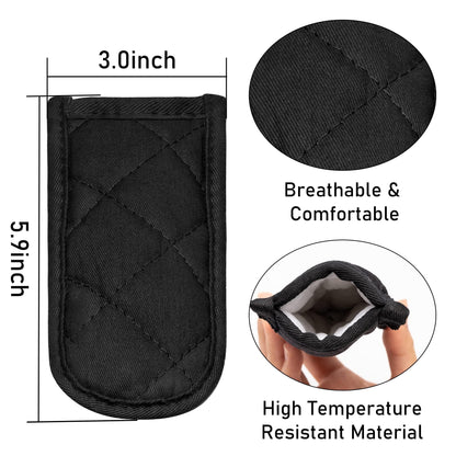 R HORSE 6Pcs Hot Handle Covers Black Heat Resistant Pot Sleeve Grip Cotton Cast Iron Skillet Handle Holder Non-Slip Machine Washable Sleeves Mitts for Kitchen Baking Cooking BBQ Cookwares