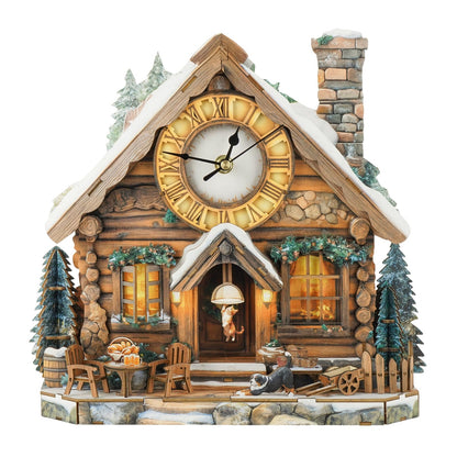 Rnfinewow 3D Wooden Puzzles for Adults, 3D Puzzle Swiss Snow House Clock Kit (with Pendulum), 3D Puzzles for Adults Home Decor DIY Clock Puzzle Gifts for Women Men