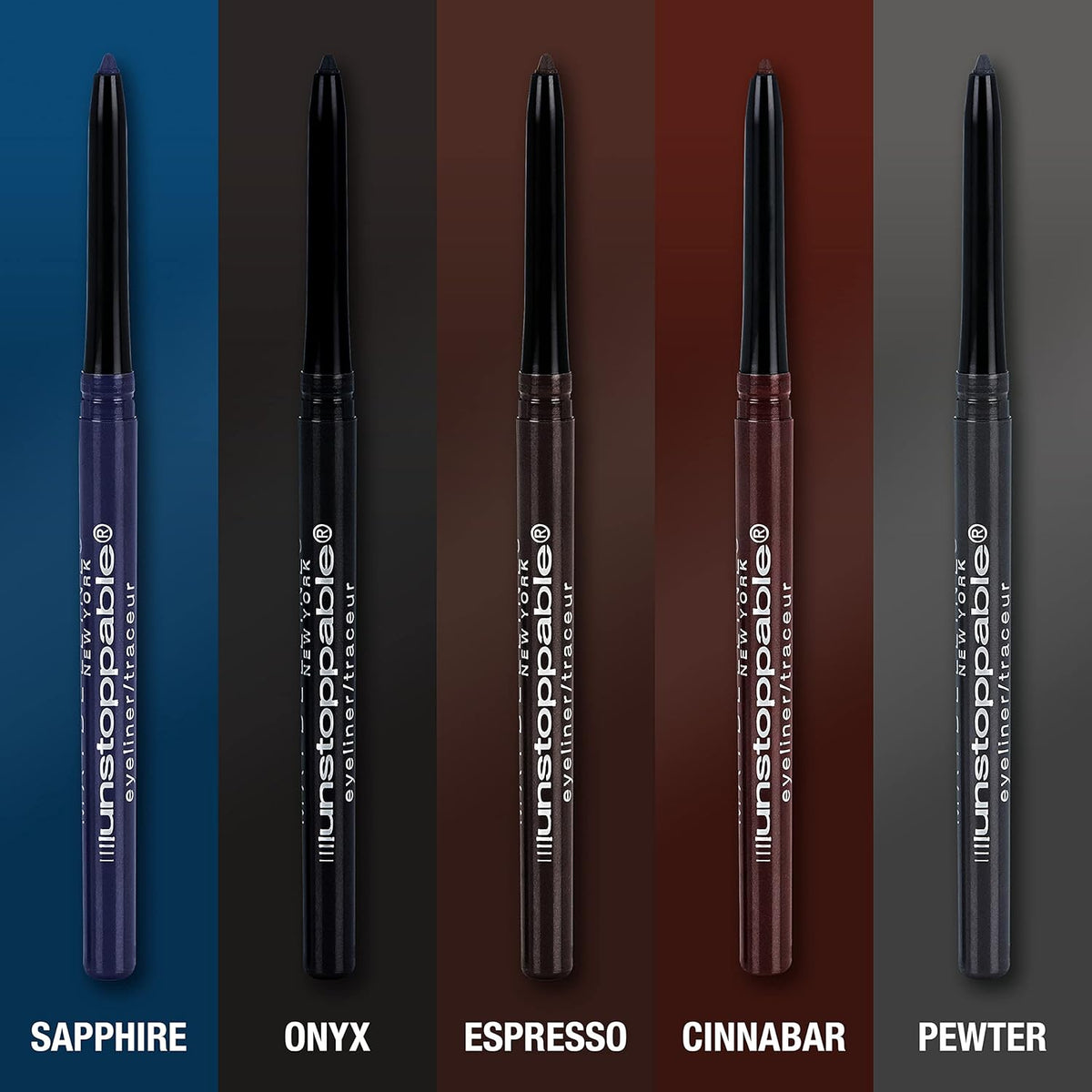 Maybelline Unstoppable Waterproof Mechanical Grey Eyeliner Pencil, Easy to Apply, Smooth Glide, Up to 24 Hour Wear, Pewter, Pack of 2