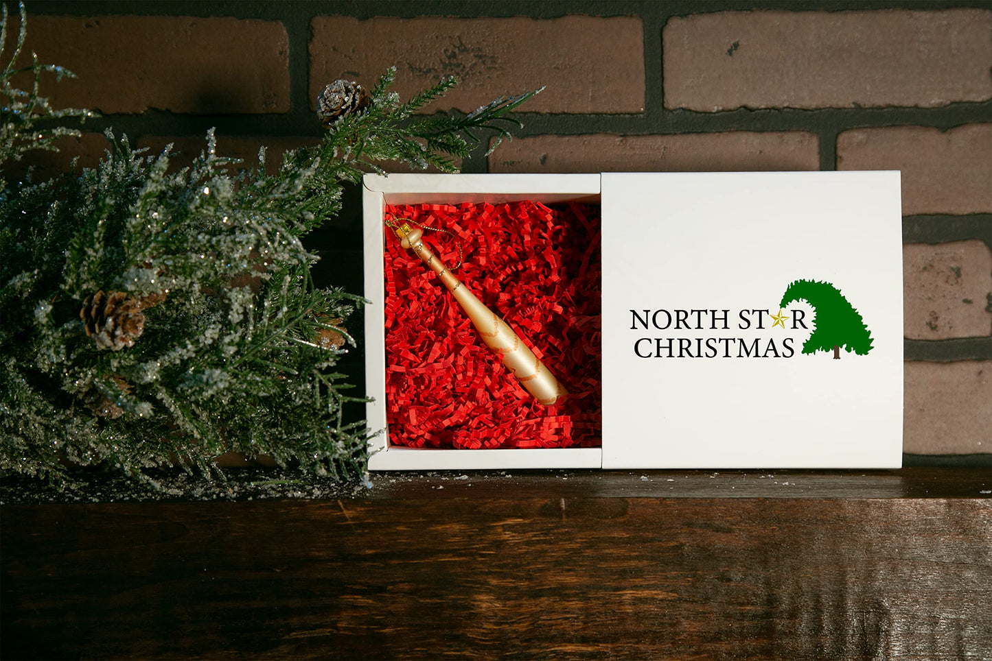 North Star Christmas | Baseball Bat Glass Ornament | Entertainment Collection