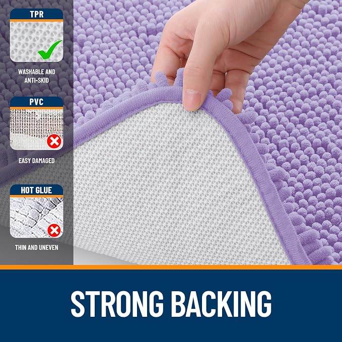 OLANLY Large Bathroom Rugs 59x35, Extra Soft Absorbent Chenille Bath Rugs, Rubber Backing Quick Dry, Machine Washable Bath Mats for Bathroom Floor, Tub and Shower, Home Decor Accessories, Lavender