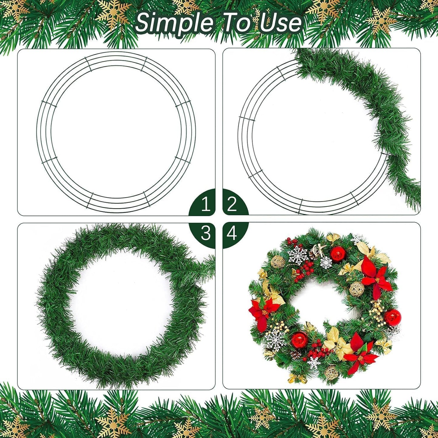 Aodaer 12 Pack 10 Inch Wire Wreath Frame Christmas Dark Green Wire Wreath Ring Round Metal DIY Floral Crafts Wreaths for Halloween New Year Holiday Valentines Day Decorations