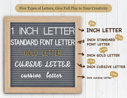 Grey Changeable Felt Letter Board, 10x10 Inch, 725 Pre-Cut & Sorted Letters, First Day of School, Classroom Decor, Message Sign