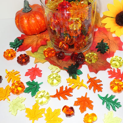 HADDIY Fall Vase Filler,165 Pcs Acrylic Pumpkin Leaves Acorn Gems Sensory Bin Fillers for Thanksgiving Centerpieces Table Decorations,Table Scatters,Preschool Counting and Thanksgiving Craft
