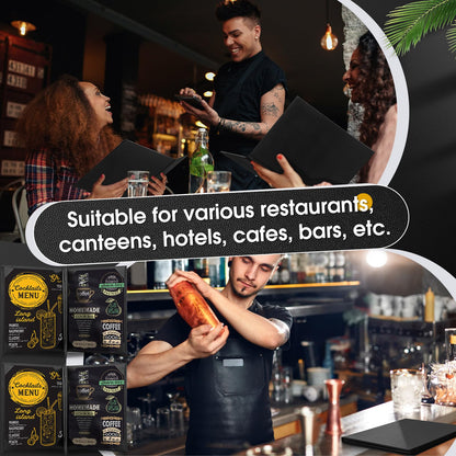 Skyygemm 16 Pcs Leather Menu Covers Holders for 8.5 x 11 Inches, Waterproof Four View Leather Dinner Menu Holder Covers for Restaurant, Hotel, Bar