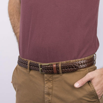 Dockers Men's Leather Braided Casual and Dress Belt,tan Glazed,38
