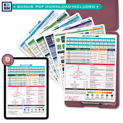 Essential RN Heavy Duty Nursing Clipboard with Storage Compartment, Penlight & Clinical Cheat Sheets – Nurse Clipboard Binder with Pen Holder - Perfect Nursing Accessories for Nursing Students