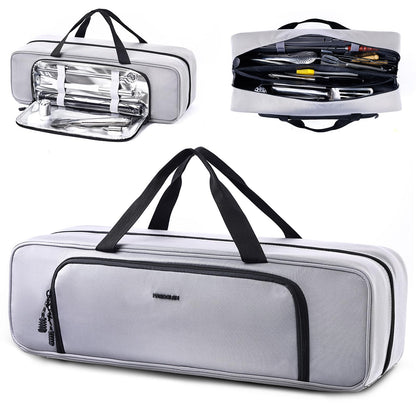 Grill Tool Bag, 22" Heavy Duty BBQ Accessories Organizer with Insulated Lining, Large Grill Utensil Organizer & Caddy for Blackstone Griddle, Camping, Tailgating, BBQ Gifts for Men (Bag Only)