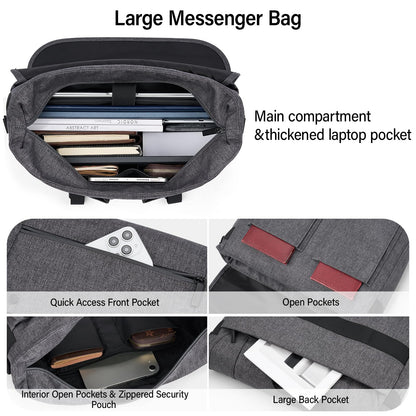Hanke Durable Messenger Bag for Men with 15.6 Laptop Case, Business Cross Body Bag Briefcase for Women,School or Work Tote Bag Large Messanger Bag.（Dark Grey）