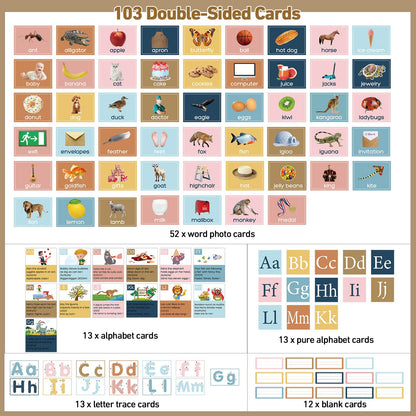 Blosssound 34 x 27 All About Letter Pocket Chart 103 ABC Flash Cards Letter of The Day Week Chart Alphabet Tracing Educational Wall Poster Teachers Homeschool Learning Activities(Brown)