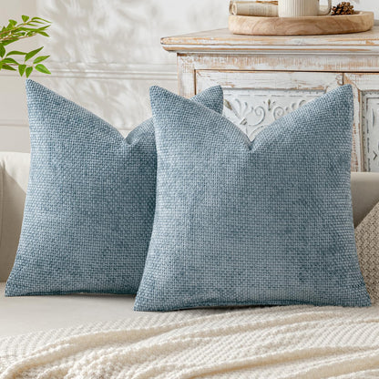 MIULEE Pack of 2 Coastal Blue Throw Pillow Covers 18x18 Inch Summer Modern Boho Accent Decorative Pillow Covers Soft Farmhouse Cushion Covers for Home Decor Couch Bed Sofa Living Room