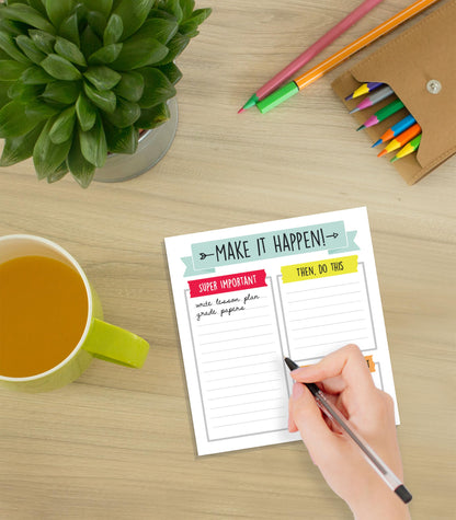 Carson Dellosa Aim High Notepad 3-Pack Set, Note Pads for To Do List, Goals, Checklist, and Classroom Organization Stationary, Desk Accessories and Office Supplies
