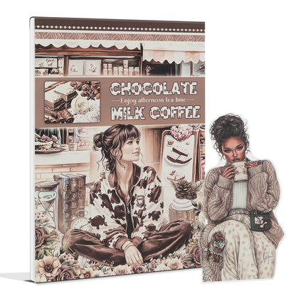 Snycler Chocolate Milk Coffee Theme Sticker Scrapbooking Supplies for Junk Journal, 20 Sheets PET Stickers - Vintage Journaling Stickers, Ephemera Sticker Book Pre Cut, Junk Journal Supplies, Planner