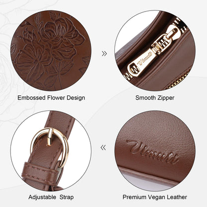 VIMUTI Shoulder Bag for Women Embossed Design Purse for Women Clutch Hobo Handbags Crescent Bag with Adjustable Strap (07-Coffee)