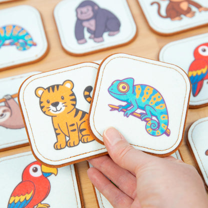 Felt Jungle Matching Game for Toddlers – Wild Animal Memory Game & Flash Cards – Soft and Safe for Ages 1+ – Montessori Preschool Learning Activity – Educational Jungle Toy for Boys & Girls