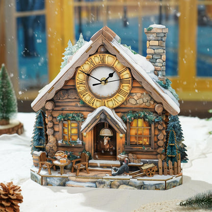 Rnfinewow 3D Wooden Puzzles for Adults, 3D Puzzle Swiss Snow House Clock Kit (with Pendulum), 3D Puzzles for Adults Home Decor DIY Clock Puzzle Gifts for Women Men