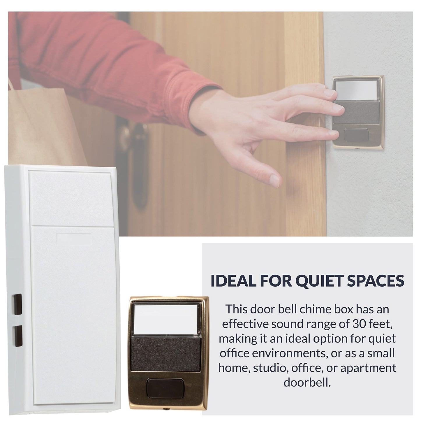 Newhouse Hardware MCHBV Wireless Mechanical Two-Note Chime and Door Button with Built-in Viewer, One Size, White/Brass
