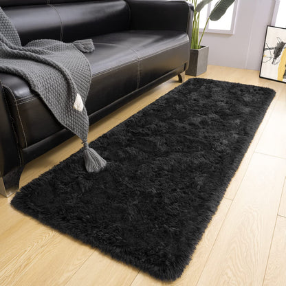 LOCHAS Ultra Soft Indoor Modern Area Rugs Fluffy Living Room Carpets for Children Bedroom Home Decor Nursery Rug 2x4 Feet, Black