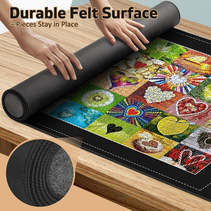 Callkroon 1500-piece Rubber Puzzles Mat – 1 Non-Slip Puzzle roll up, 1 roll of Jigsaw Saver (78 inches x 11.8 inches), 4 Sorting Trays – is The for Adults and Puzzle Enthusiasts.