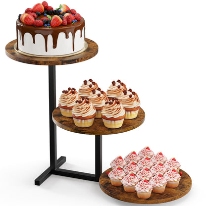 Emfogo 3 Tier Cupcake Tower Stand for 24 Cupcakes, Wooden Tiered Tray Stands, Display Cup Cake Dessert Tower for Party Afternoon Tea, Food Holder Stand for Baby Shower Wedding Birthday (1 Pack)