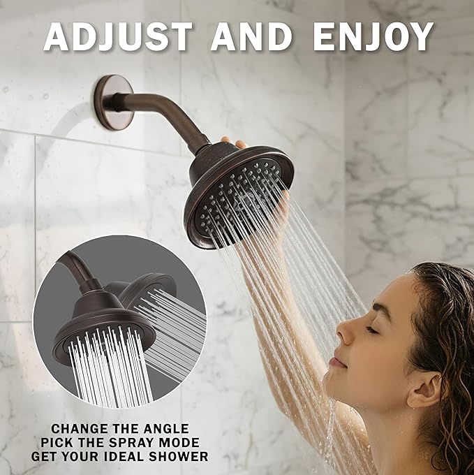 Aqua Elegante Massage Shower Head With Mist - High Pressure Boosting, Adjustable Massaging Rainfall Showerhead For Low Flow Showers With Water Saving Nozzles - 1.8 GPM - Oil-Rubbed Bronze