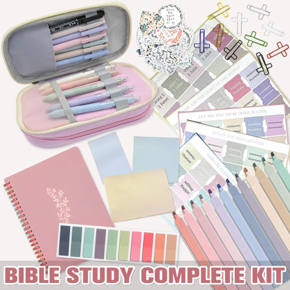 FEMBW Bible Study Supplies Kit for Women – Pink Bible Cover, Notebook, Tabs, Highlighters, Pens, Pen Case – Christian Gifts for Students, Beginners, BibleAccessories for Journaling