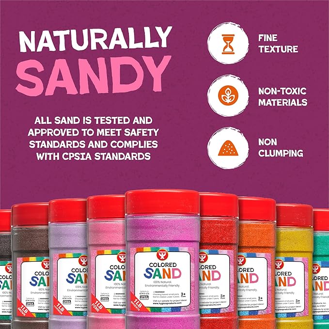 Hygloss Colored Sand for Crafts – 25 lb, Lavender – Vibrant Colorful Fine Sensory Play Sand Art Kits for Kids – Classroom Activities for Children 3 4 5 6 7 8 9 10 11 12 – Safe for Ages 3+