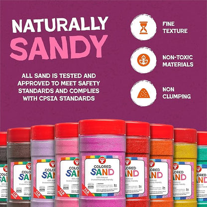 Hygloss Colored Sand for Crafts – 12 Assorted Colors – 3 lb– Vibrant Colorful Fine Sensory Play Sand Art Kits for Kids – Classroom Activities for Children 3 4 5 6 7 8 9 10 11 12 – Safe for Ages 3+