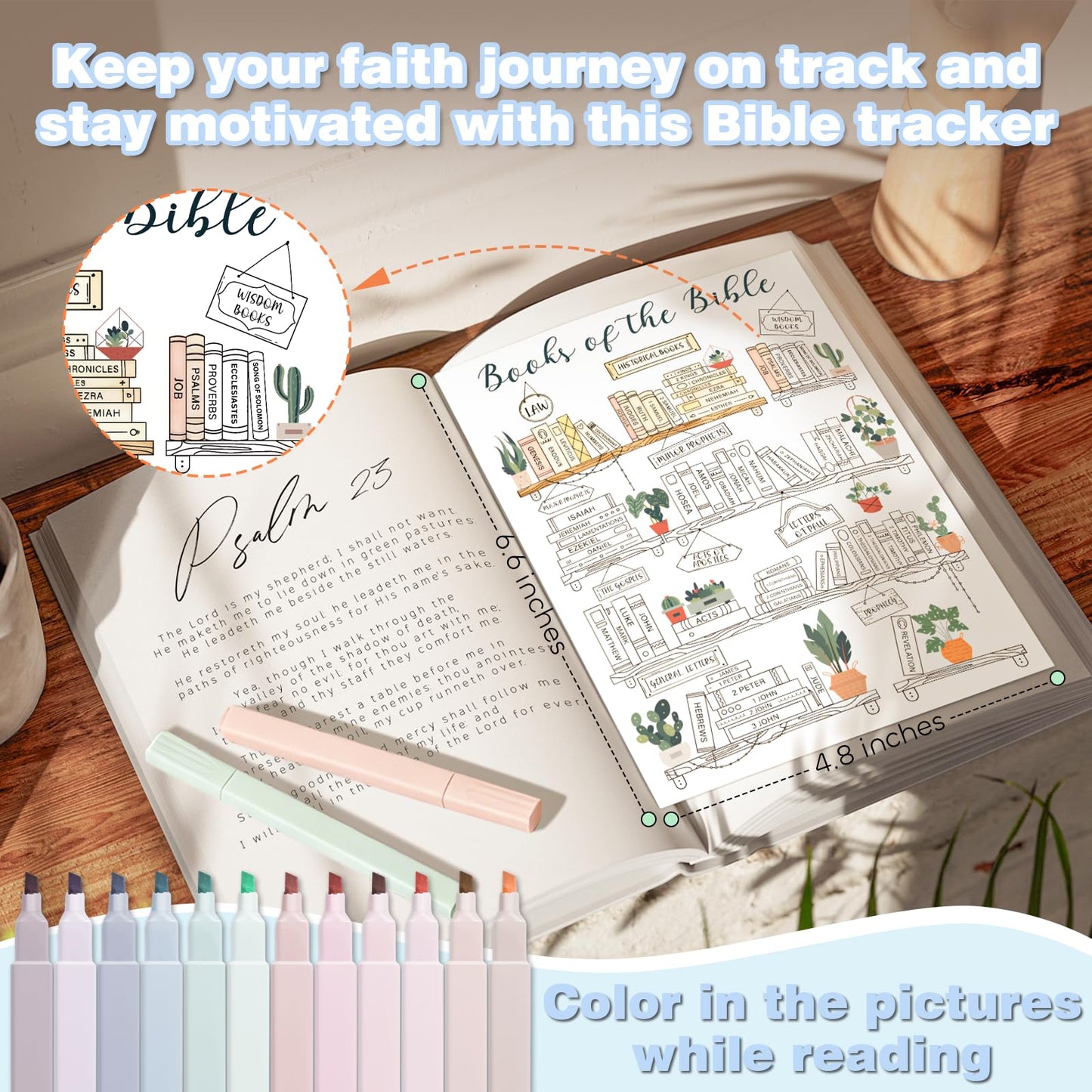 53 Pcs Bible Study Supplies, Bible Study Kit Journaling Supplies with 12 Bible Highlighters No Bleed and Tabs, 6 Pens, 6 Bookmarks, Books of the Bible Sticker and More, Christian Gifts for Women