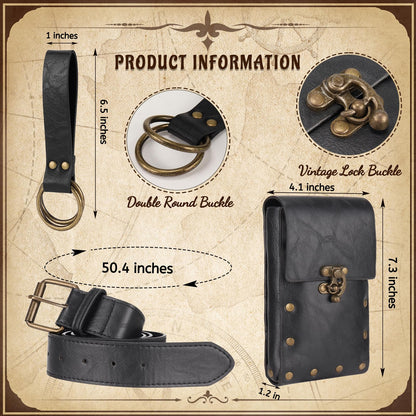 Magibag Women Renaissance Corset Belt Pouch Halloween Medieval Renaissance Costume Accessories (Black Skirt Hike Set, L/Waist 32"-43")