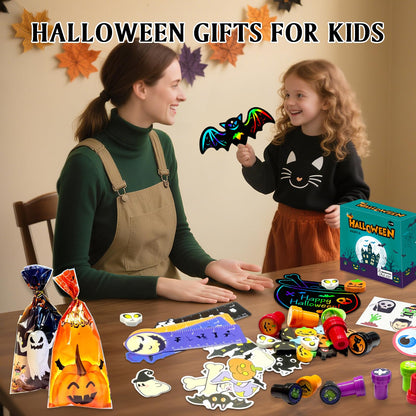 WESAYEE 24 PACK 252PCS Halloween Party Favors for Kids Stationery Set, Goodie Bag Stuffers Classroom Prizes, Halloween School Party Favors for Trick or Treat Bags, Halloween Gifts for Kids Bulk