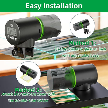Aysoner Automatic Fish Feeder for Aquarium: Temperature Display Smart Fish Food Dispenser with Moisture-Proof for Betta Turtle Tank During Vacation