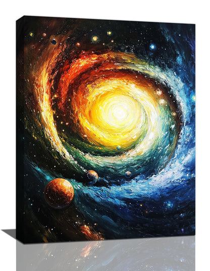 Space Wall Art Solar System Pictures Wall Decor Galaxy Canvas Prints Framed Artwork Paintings Home Office Decorations For Bathroom Kitchen Bedroom Living Room 12"x16"