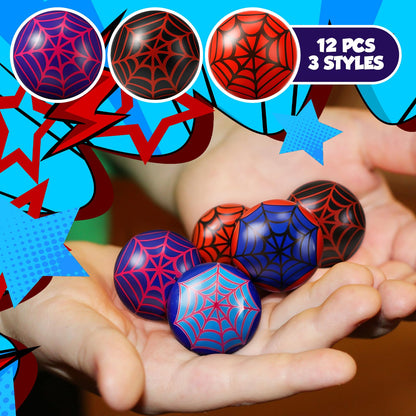 Civaner 24 Pcs Spider Party Favor, Spider Web Stress Ball Sensory Fidget Toys for Kids Birthday Decoration Game Supplies Goodie Bags Stuffers Back to School Classroom Gifts (3 Style,1.57'')