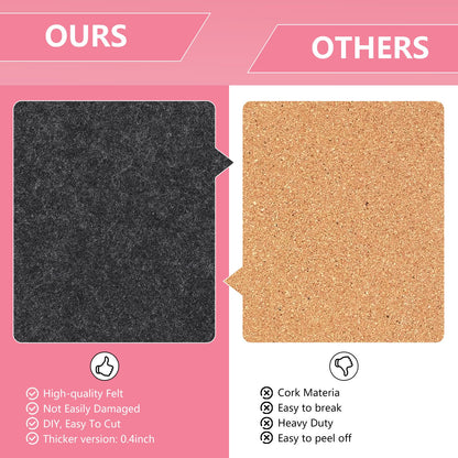 8 Packs Pink Hexagon Felt Pin Board, 12" Bulletin Board with 30 Push Pins, Felt Board for Home Kitchen Office Decor, Self-Adhesive Corkboard Tiles for Walls School Message Photos Memos