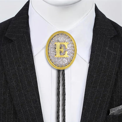 GelConnie Cowboy Ties for Men Western Initial Letters Bolo Tie ABCDJMR to Z Leather Necktie Jewelry Accessories for Men Women