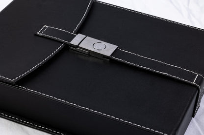 Prestige Import Group - The Florence Leather Travel Cigar Humidor Case - Up to 10 Cigars - Color: Black