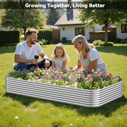 OZMSHF 3 Pack 6x3FT Raised Beds for Gardening, Corrugated Galvanized Steel Raised Garden Bed, Outdoor Metal Above Ground Garden Bed for Vegetables and Flowers