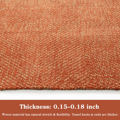 Collive Small Bathroom Rug 2' x 3', Modern Farmhouse Kitchen Mat Hand-Woven Washable Entryway Rugs, Reversible Low Profile Front Door Mat Terracotta Fall Carpet for Porch Back Bedroom Decor