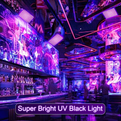 Indmird 2 Pack 50W Black Lights, Blacklight Flood Light with Plug and Switch,for Glow Party, Halloween, Fluorescent Poster, Body Paint