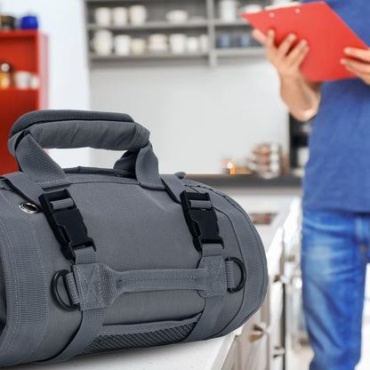 W WINTMING Tool Roll Bag, Tool Bag Organizer, Tool Carrier Roll UP Storage Pouches with 6 Zipper Pockets & Strap, Gifts for Men Mechanic Electrician Hobbyist (Gray)