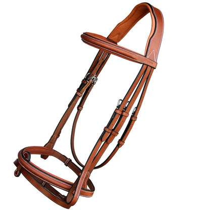 ExionPro English Hunter Jumping Bridle for Horses with Removable Flash Soft Yet Strong Rubber Reins | Royal Hunter Bridle | English Bridle for Horses (Conker, Cob)