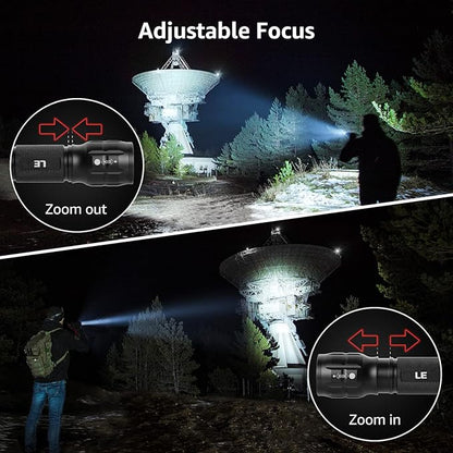Lighting EVER LED Flashlights High Lumens, Small Flashlight, Waterproof, Adjustable Focus Flash Light for Outdoor, Emergency, AAA Batteries Included, Tactical & Camping Accessories