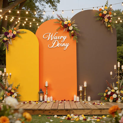 Safari Party Arch Covers Set of 3-7.2ft 6.6ft 6ft Wrinkle Free Stretchy Spandex Jungle Safari Arch Backdrop Cover for Theme Party Baby Shower Arch Photo Background Stand Cover-Brown Orange