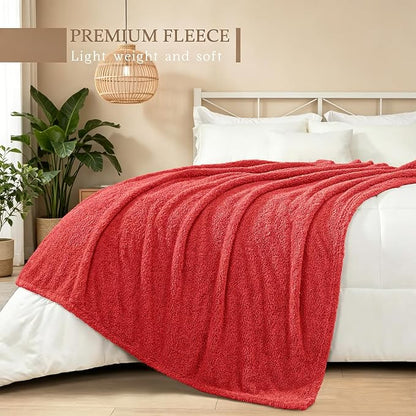 Exclusivo Mezcla Fleece Twin Size Bed Blanket, Ultra Soft, Lightweight and Fuzzy Red Blanket for Women, Home Decor, 60x80 Inches