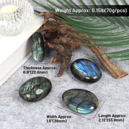 Orientrea Labradorite Palm Stone-4 Pcs Labradorite Quartz Plam Stone Pocket Energy Stones, Smooth Healing Crystal and Worry Stones