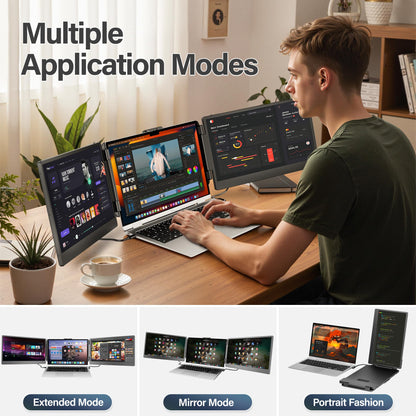 Laptop Screen Extender, 14'' FHD 1080P IPS Ultra-Thin Dual/Triple Monitor Display, HDMI/USB-C Plug-Play Portable Monitor for Laptop, Built-in Speakers(Mac, Win, Android)